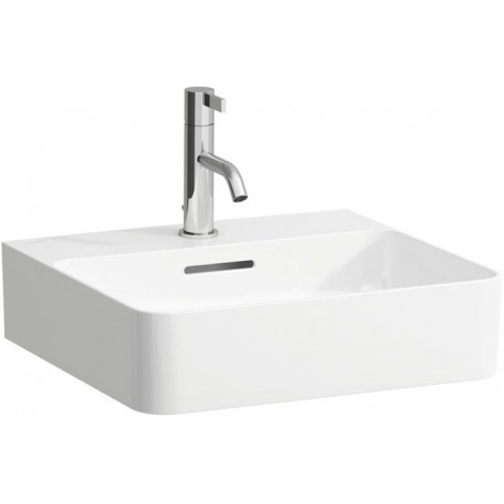 Lave-mains à poser VAL 450 x 420 mm avec trop-plein, version 1 trou robinet blanc LCC LAUFEN