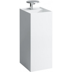 Lavabo KARTELL 375 x 435 x 900 mm, sur pied sans trop-plein, 2 trous pour robinetterie, blanc LAUFEN