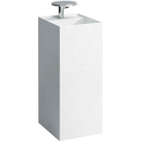 Lavabo KARTELL 375 x 435 x 900 mm, sur pied sans trop-plein, 2 trous pour robinetterie, blanc LAUFEN