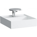 Lave-mains KARTELL 460 x 460 mm sans trop-plein, version 2 trous robinet blanc LCC LAUFEN
