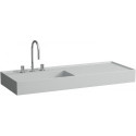 Lavabo KARTELL 1200 x 460 mm, étagère à droite sans trop-plein, 2 trous pour robinetterie en gris LAUFEN