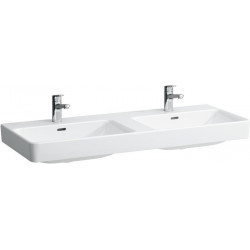 Lavabo double LAUFEN PRO S 1200 x 460 mm avec trop-plein, version LAUFEN blanc avec 3 trous pour robinetterie
