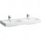 Lavabo double LAUFEN PRO S 1200 x 460 mm avec trop-plein, sans trou pour robinet blanc LAUFEN