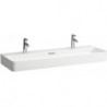 Lavabo VAL 1200 x 420 mm avec trop-plein, 2 trous pour robinetterie, blanc LCC LAUFEN