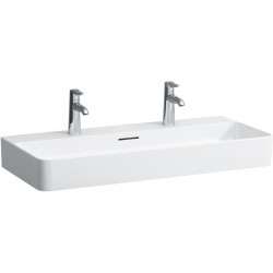 Vasque à poser VAL 950 x 420 mm avec trop-plein, 2 trous pour robinetterie, blanc LAUFEN
