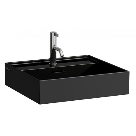 Lavabo KARTELL 500 x 460 mm, encastrable sous avec trop-plein, sans trou pour robinetterie noir LAUFEN