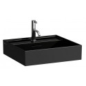 Lavabo KARTELL 500 x 460 mm, encastrable sous avec trop-plein, sans trou pour robinetterie noir LAUFEN