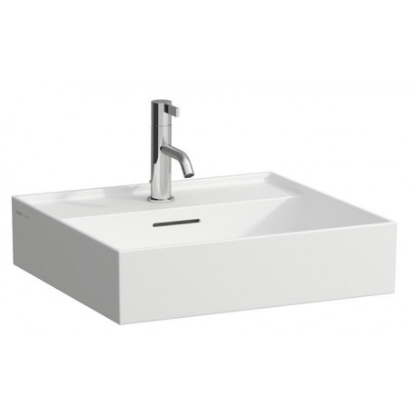 Lavabo KARTELL 500 x 460 mm, encastrable sous avec trop-plein, 1 trou pour robinet finition blanc mat LAUFEN