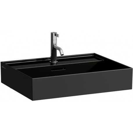 Lavabo KARTELL 600 x 460 mm, encastrable sous avec trop-plein, 1 trou robinet noir LAUFEN