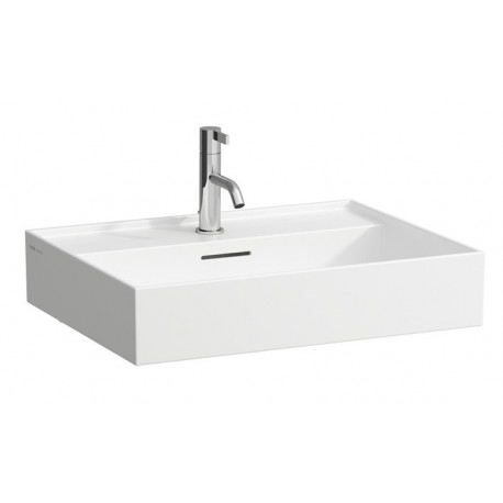 Vasque à poser KARTELL 600 x 460 mm, dessous rectifié avec trop-plein, 1 trou pour robinetterie LAUFEN gris