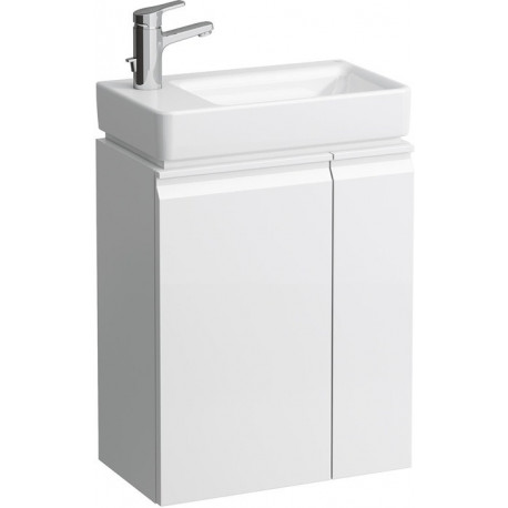 Lave-mains LAUFEN PRO S avec meuble sous-vasque, blanc brillant, plage pour robinet LAUFEN à droite