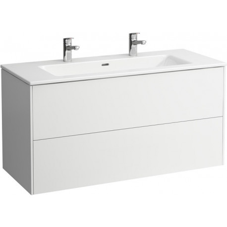 Lavabo PRO S BASE avec meuble sous-vasque, 2 tiroirs, finition 2 trous pour robinetterie, gris signalisation LAUFEN
