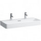 Vasque à poser VAL 950 x 420 mm avec trop-plein, 2 trous pour robinetterie, blanc mat LAUFEN