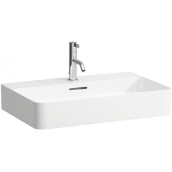 Vasque à poser VAL 650 x 420 mm avec trop-plein, design 3 trous pour robinetterie, blanc mat LAUFEN