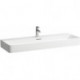 Lavabo VAL 1200 x 420 mm avec trop-plein, 1 trou pour robinet, blanc mat LAUFEN