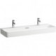 Lavabo VAL 1200 x 420 mm avec trop-plein, 2 trous pour robinetterie, blanc mat LAUFEN