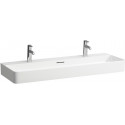 Lavabo VAL 1200 x 420 mm avec trop-plein, 2 trous pour robinetterie, blanc mat LAUFEN