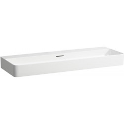 Lavabo VAL 1200 x 420 mm avec trop-plein, sans trou pour robinetterie, blanc mat LAUFEN