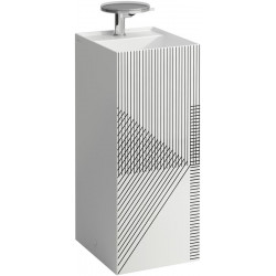 Lavabo KARTELL 375 x 435 x 900 mm, sur pied, sans couvercle, avec décor en maille de la ligne LAUFEN grise