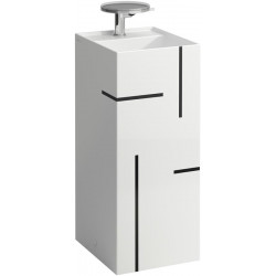 Lavabo KARTELL 375 x 435 x 900 mm, sur pied, sans couvercle, avec lignes noires LAUFEN