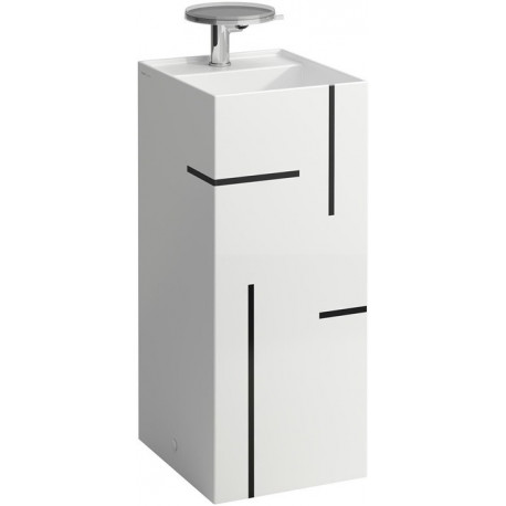 Lavabo KARTELL 375 x 435 x 900 mm, sur pied, sans couvercle, avec lignes noires LAUFEN
