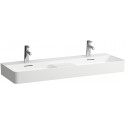 Lavabo double VAL 1200 x 400 mm, 3 trous pour robinetterie, avec trop-plein blanc mat LAUFEN