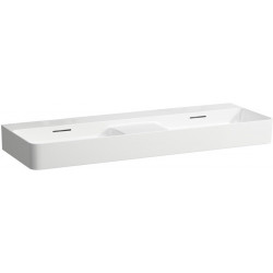 Lavabo double VAL 1200 x 400 mm, sans trous pour robinetterie, avec LAUFEN over white
