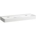 Lavabo double VAL 1200 x 400 mm, sans trous pour robinetterie, avec LAUFEN over white