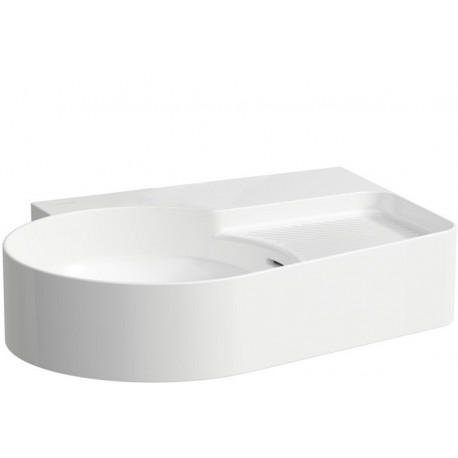 Lavabo VAL 530 x 400 mm, sans trou pour robinetterie, avec trop-plein blanc LAUFEN
