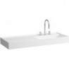 Lavabo KARTELL 1200 x 460 mm, étagère à gauche sans trop-plein, 3 trous de robinetterie design blanc LAUFEN