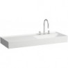 Lavabo KARTELL 1200 x 460 mm, étagère à gauche sans trop-plein, 2 trous pour robinetterie, blanc mat LAUFEN