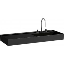Lavabo KARTELL 1200 x 460 mm, étagère à gauche sans trop-plein, 2 trous pour robinetterie, blanc mat LAUFEN