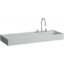 Lavabo KARTELL 1200 x 460 mm, étagère à gauche sans trop-plein, 2 trous pour robinetterie en noir LAUFEN
