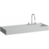 Lavabo KARTELL 1200 x 460 mm, étagère à gauche sans trop-plein, 2 trous pour robinetterie en noir LAUFEN