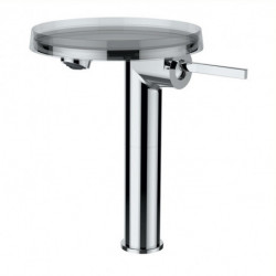 Mitigeur monocommande colonne KARTELL avec disque décoratif chrome transparent LAUFEN