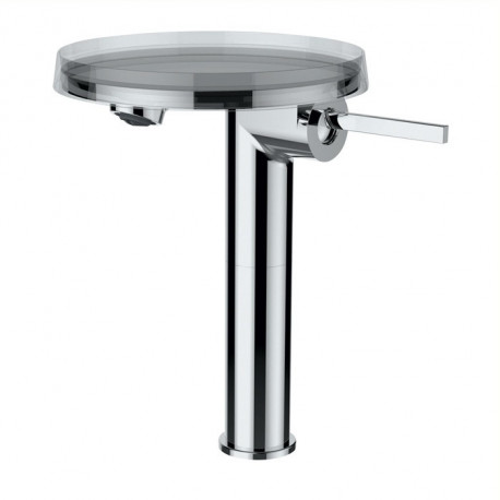 Mitigeur monocommande colonne KARTELL avec disque décoratif chrome transparent LAUFEN