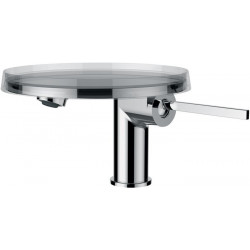 Mitigeur lavabo KARTELL avec disque décoratif transparent avec levier de vidage, sans robinet de vidage chromé LAUFEN