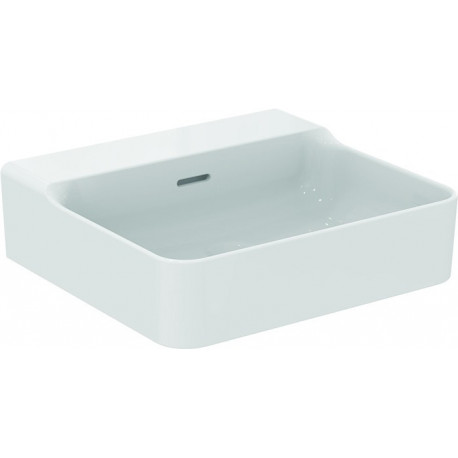 Lavabo CONCA 500x450x165mm, sablé blanc sans trou pour robinetterie, avec trop-plein IDEAL STANDARD