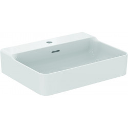 Lavabo CONCA 600x450x165mm, sablé blanc 1 trou robinetterie, avec trop-plein IDEAL STANDARD