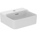 Lave-mains CONCA 400x350x165mmm sablé blanc 1 trou robinetterie, avec trop-plein IDEAL STANDARD