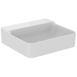 Lavabo CONCA 500x450x165mm, poncé blanc, sans trou pour robinet, sans trop-plein IDEAL STANDARD