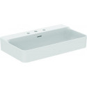 Lavabo CONCA 800x450x165mm, sablé blanc avec trous pour robinetterie IdealPlus 3, avec trop-plein IDEAL STANDARD