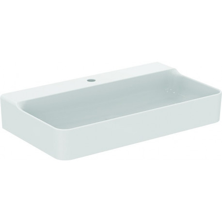 Lavabo CONCA 800x450x165mm, sablé blanc avec trou robinet IdealPlus 1, sans trop-plein IDEAL STANDARD