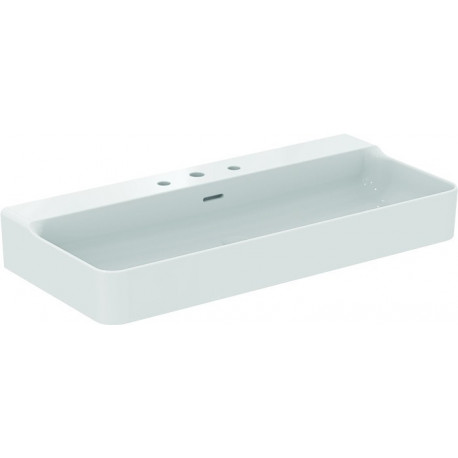 Lavabo CONCA 1000x450x165mm, sablé blanc avec trous pour robinetterie IdealPlus 3, avec trop-plein IDEAL STANDARD