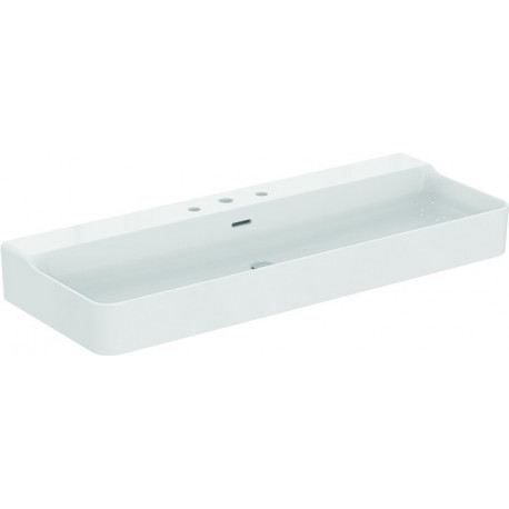 Lavabo CONCA 1200x450x165mm, sablé blanc avec robinetterie IdealPlus 3, avec trop-plein IDEAL STANDARD