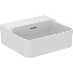 Lave-mains CONCA 400x350x165mm, sablé blanc avec IdealPlus sans trou pour robinet avec trop-plein IDEAL STANDARD