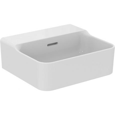 Lave-mains CONCA 400x350x165mm, sablé blanc avec IdealPlus sans trou pour robinet avec trop-plein IDEAL STANDARD