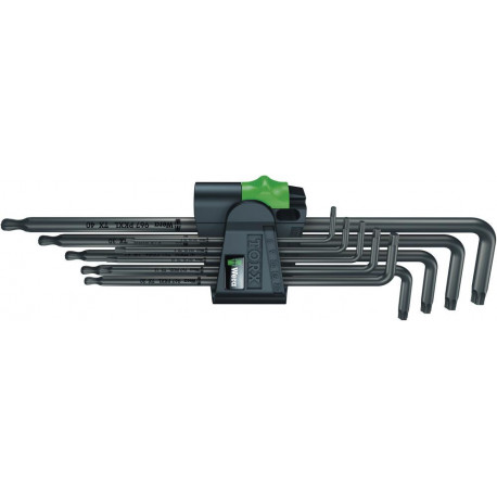 Set Clé allen long 9-unités T8-T40 Tête sphérique Wera