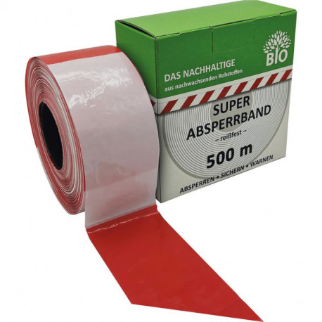 Ruban barrière 500 m rouleau rouge / blanc bloqué Le durable fabriqué à partir de matières premières renouvelables