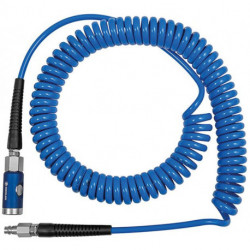 Tuyau spirale PU bleu raccord de sécurité et bouchon NW74 12x8mm 7,5m RIEGLER